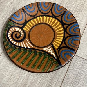 Colorful 8 1/2” Ceramic Wall Plate in Very Good Condition